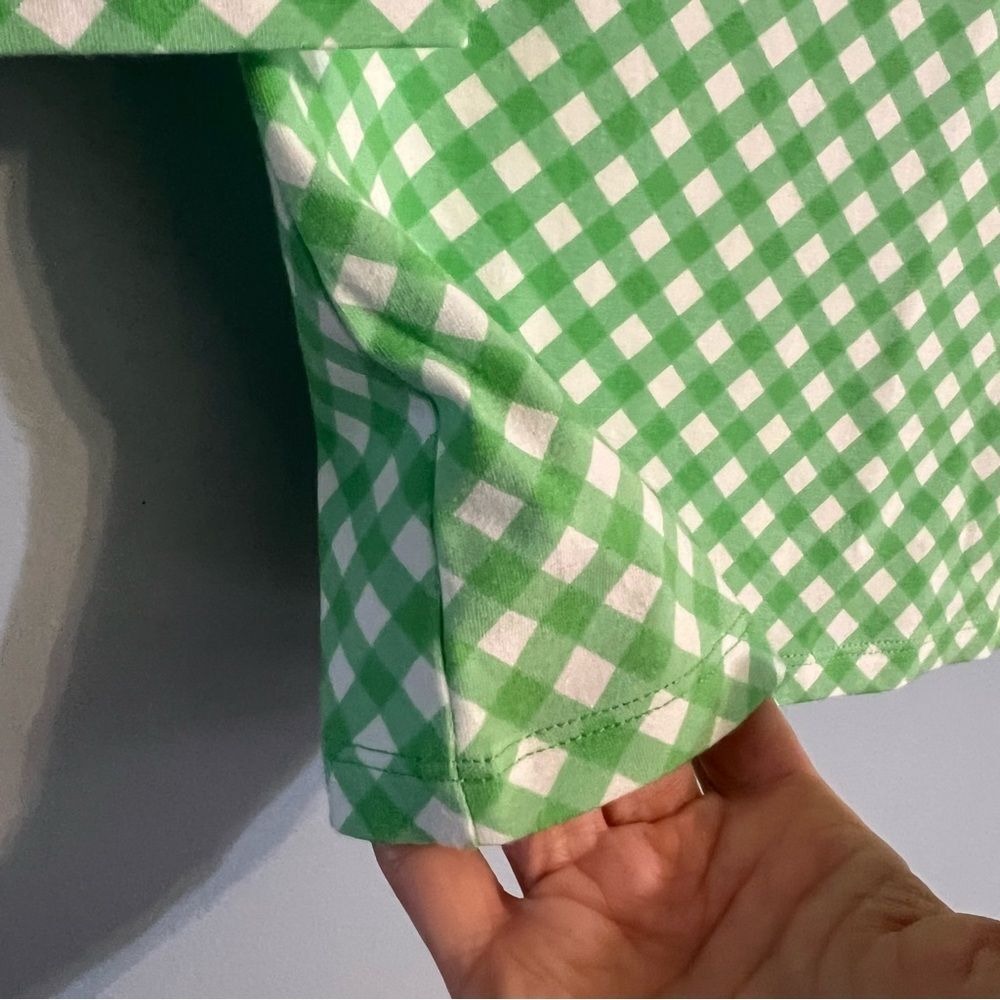 NWT Talbots Pima Cotton Bateau Neck Tee Green Gingham Sz Petite //Quarter Sleeve - Picture 8 of 12